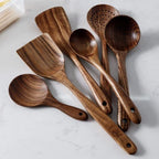Kit Utensílios de Cozinha 7 Peças em Madeira Teca – Brivar – foto 1