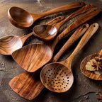 Kit Utensílios de Cozinha 7 Peças em Madeira Teca – Brivar – foto 3