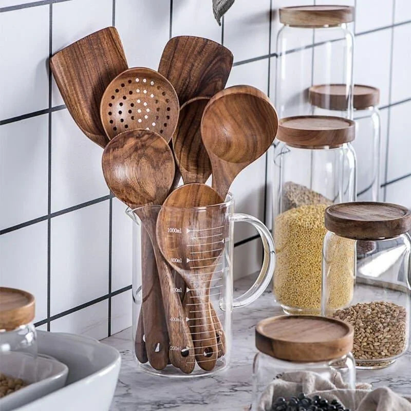 Kit Utensílios de Cozinha 7 Peças em Madeira Teca – Brivar – foto 5