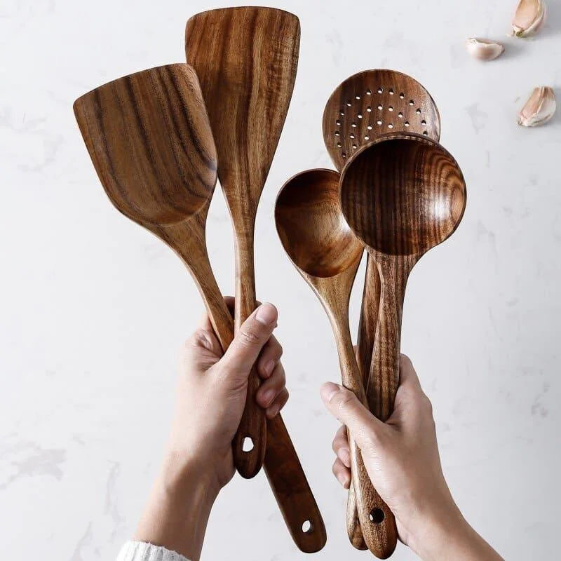 Kit Utensílios de Cozinha 7 Peças em Madeira Teca – Brivar – foto 6