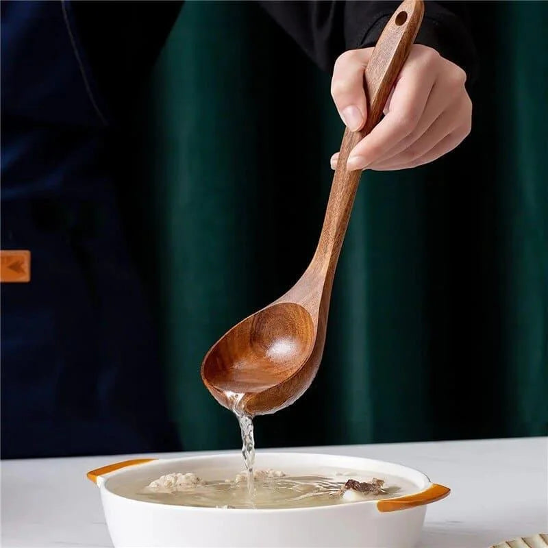 Kit Utensílios de Cozinha 7 Peças em Madeira Teca – Brivar – foto 7