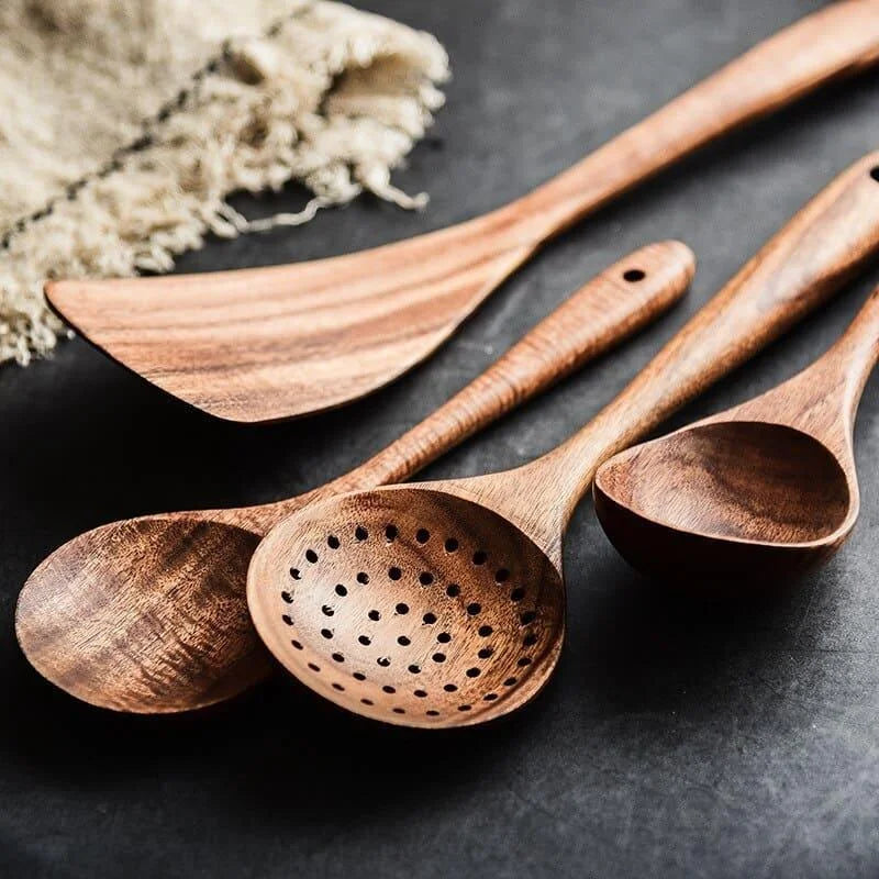 Kit Utensílios de Cozinha 7 Peças em Madeira Teca – Brivar – foto 12