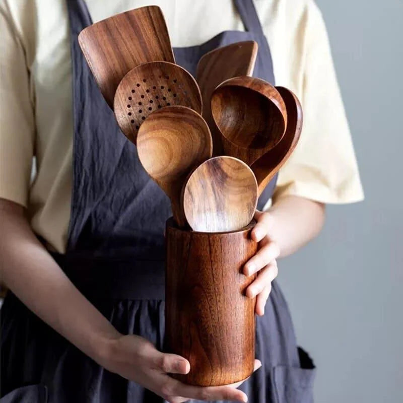 Kit Utensílios de Cozinha 7 Peças em Madeira Teca – Brivar – foto 14