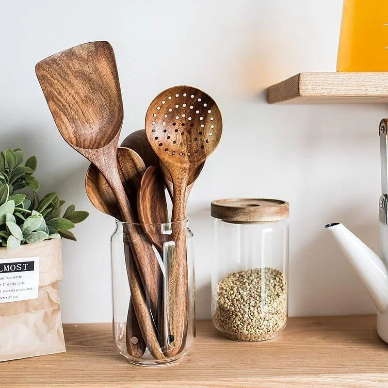 Kit Utensílios de Cozinha 7 Peças em Madeira Teca – Brivar – foto 15