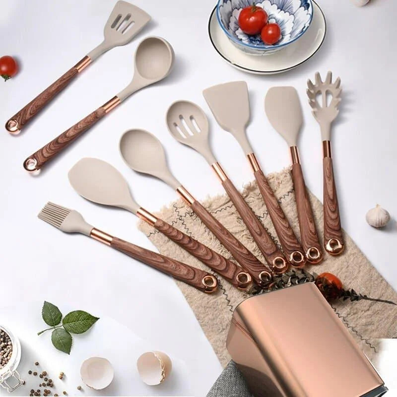Kit de Utensílios Rosé Essencial — 10 Peças com Organizador – Brivar – foto 3