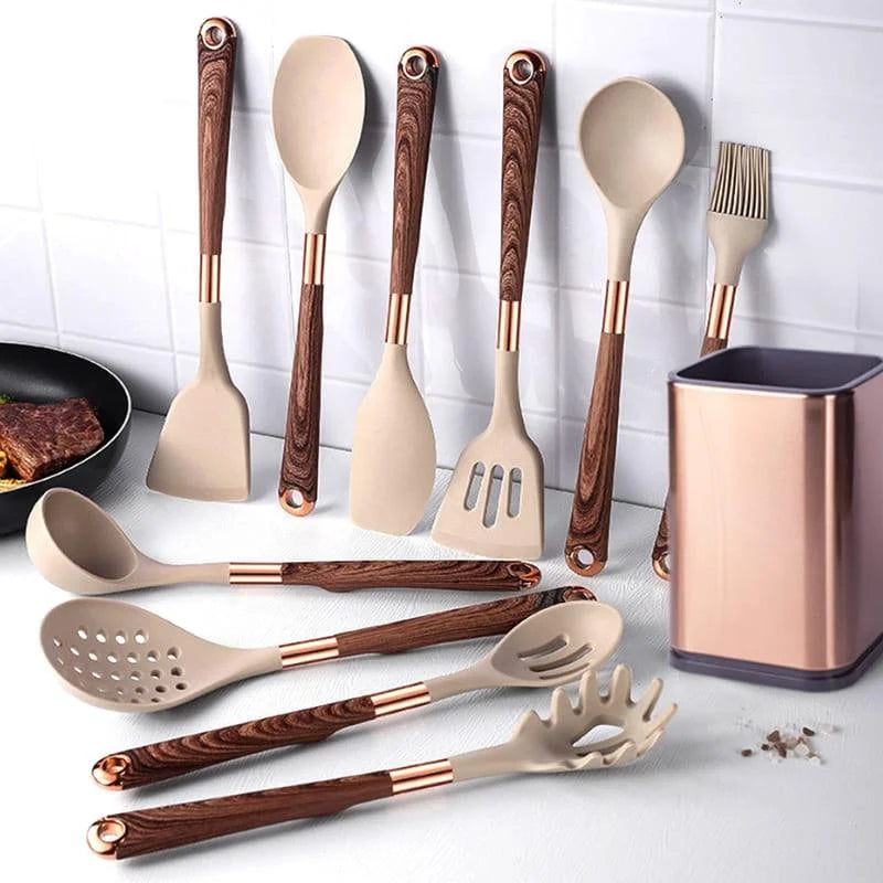 Kit de Utensílios Rosé Essencial — 10 Peças com Organizador – Brivar – foto 4