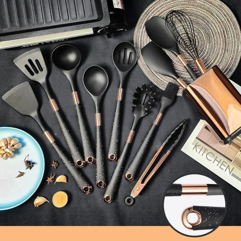 Kit de Utensílios Rosé Essencial — 10 Peças com Organizador – Brivar – foto 5