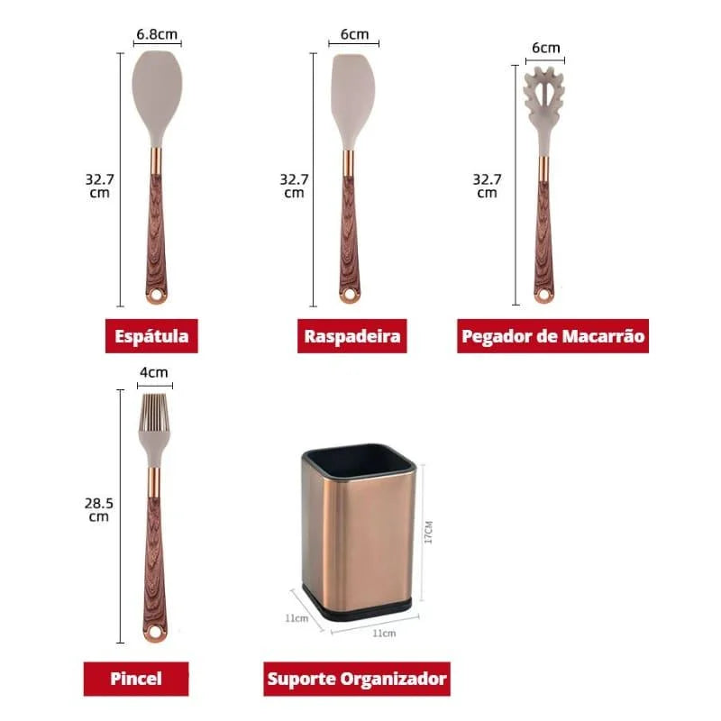 Kit de Utensílios Rosé Essencial — 10 Peças com Organizador – Brivar – foto 16