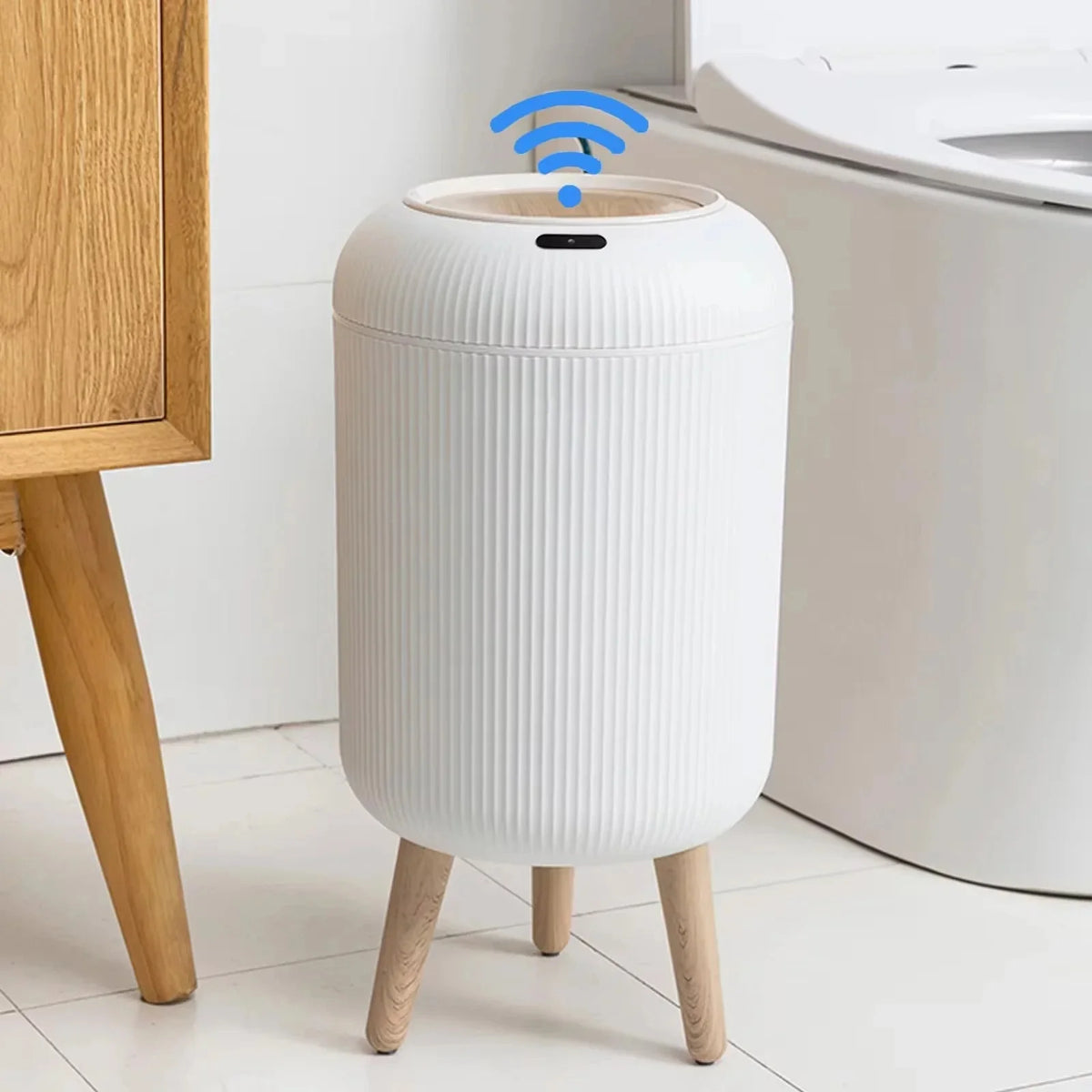 Lixeira Decorativa Automática Madeira com Sensor 10L