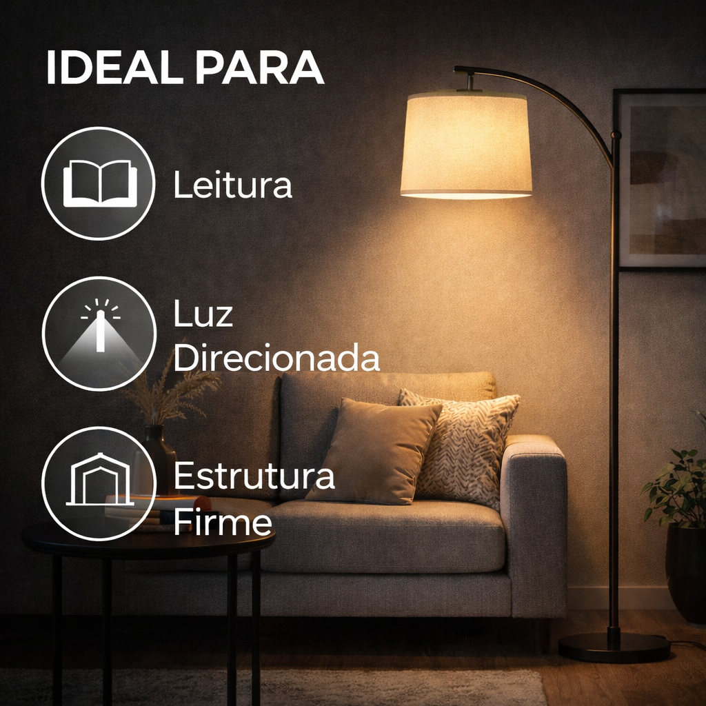 Luminária de Chão Arco em Metal