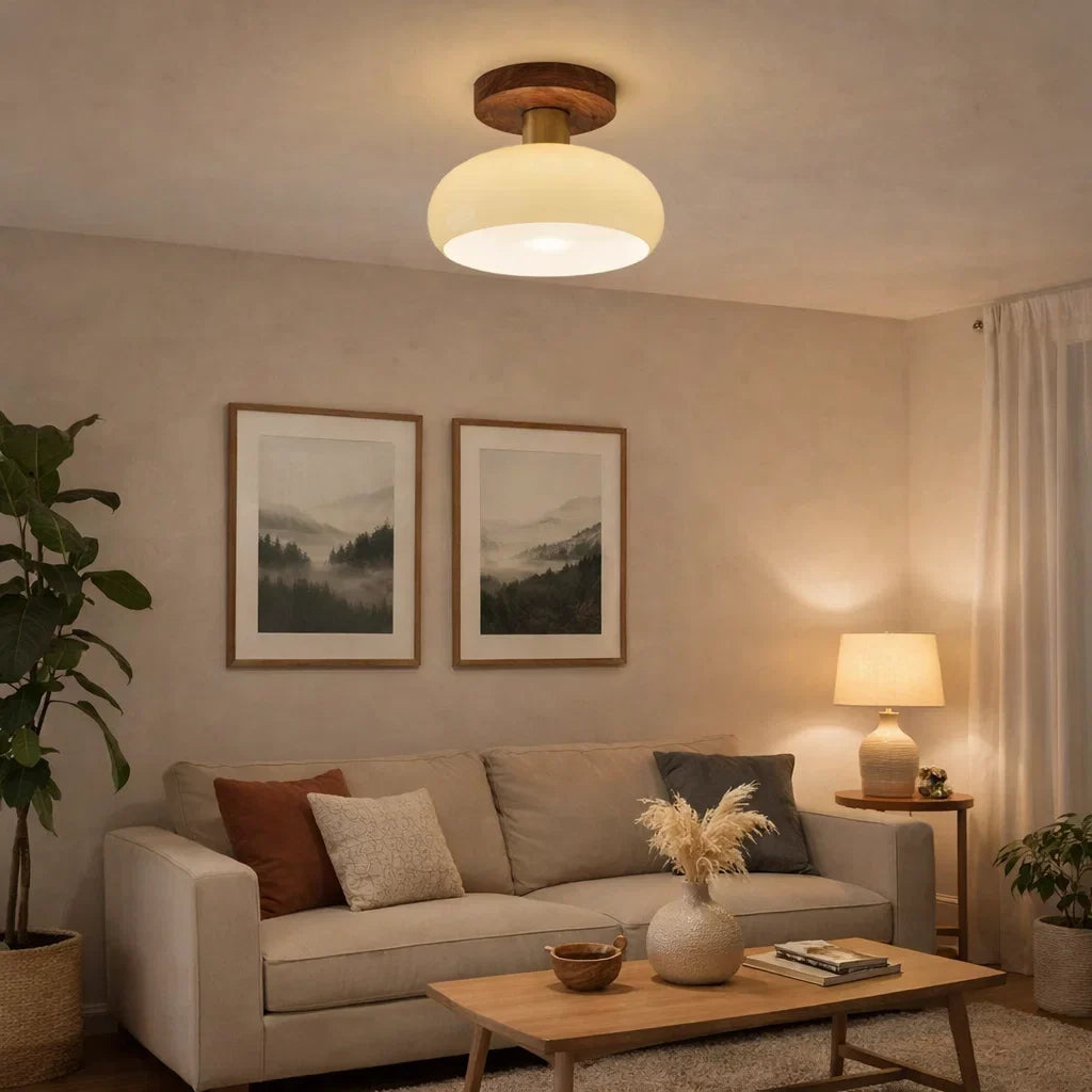 Luminária de Teto Luxuosa em Vidro e Madeira – Brivar – foto 2