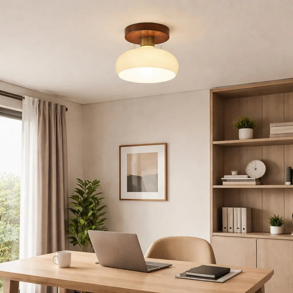 Luminária de Teto Luxuosa em Vidro e Madeira – Brivar – foto 4