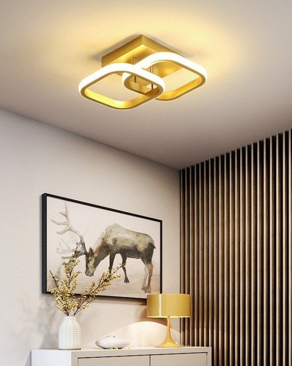 Luminária De Teto Plafon LED Moderna Dourado 3 Cores