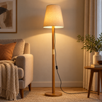 Luminária Luxo com acabamento dourado acesa em ambiente noturno