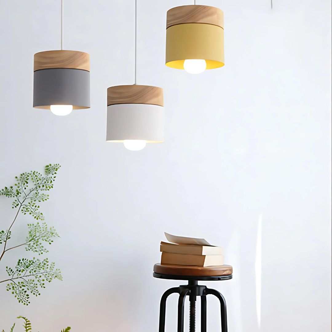 Luminária Pendente Macaron Metal e Madeira – Brivar – foto 7
