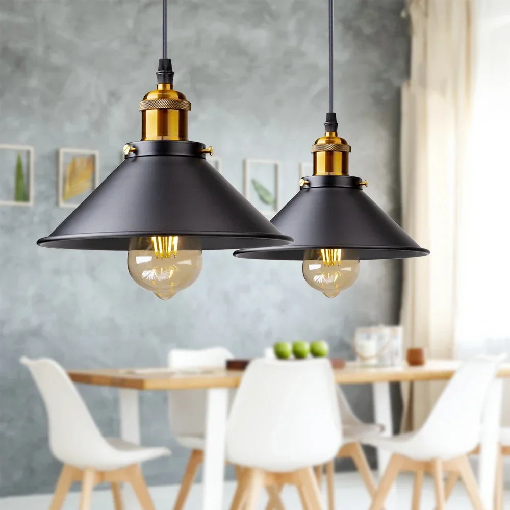 Luminária Pendente Retrô Preto/Dourado – Brivar – foto 1