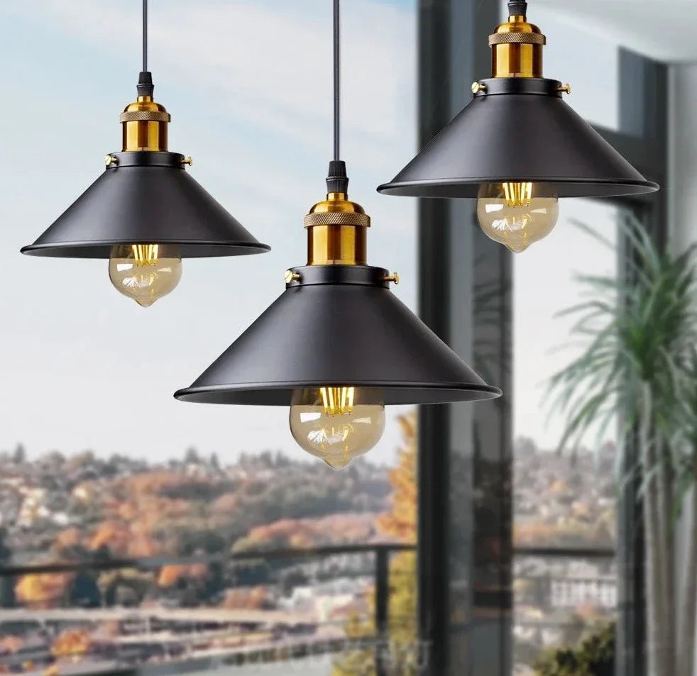 Luminária Pendente Retrô Preto/Dourado – Brivar – foto 2