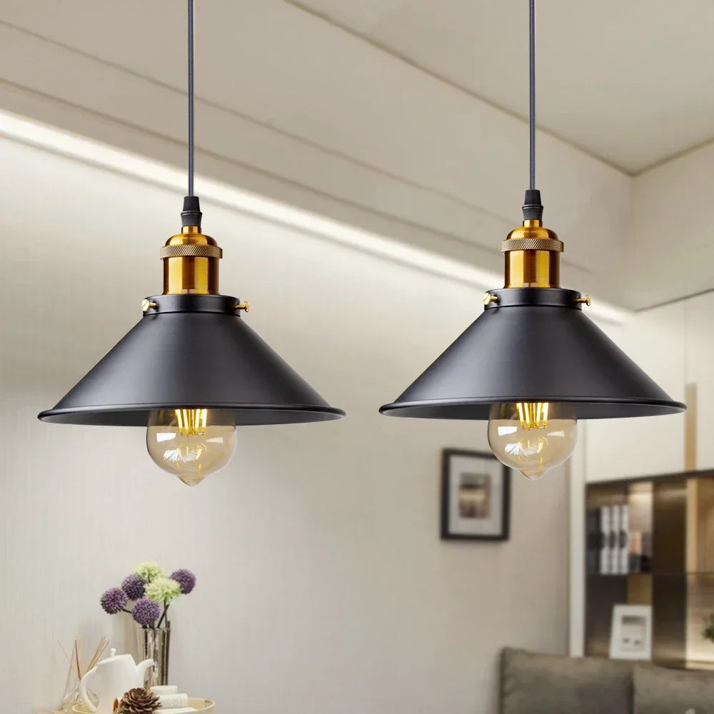 Luminária Pendente Retrô Preto/Dourado – Brivar – foto 4