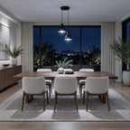 Lustre Pendente Joana Dupla Moderno com luz branca fria e escala proporcional ao ambiente, imagem 1