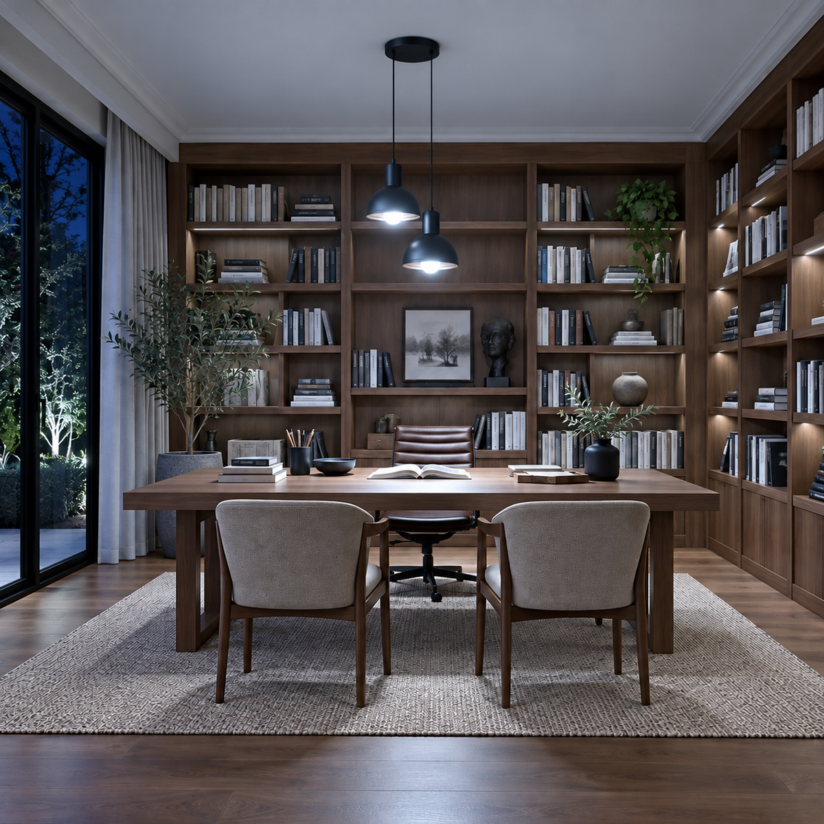 Lustre Pendente Joana Dupla Moderno com luz branca fria e escala proporcional ao ambiente, imagem 5