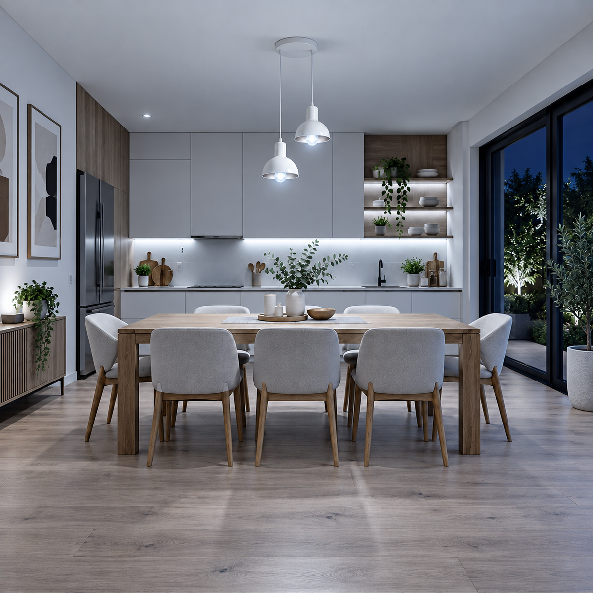 Lustre Pendente Joana Dupla Moderno com luz branca fria e escala proporcional ao ambiente, imagem 6