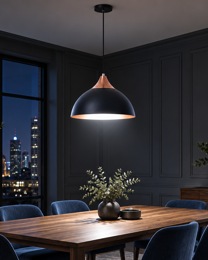 Lustre Pendente Meia Lua 40 cm em Alumínio