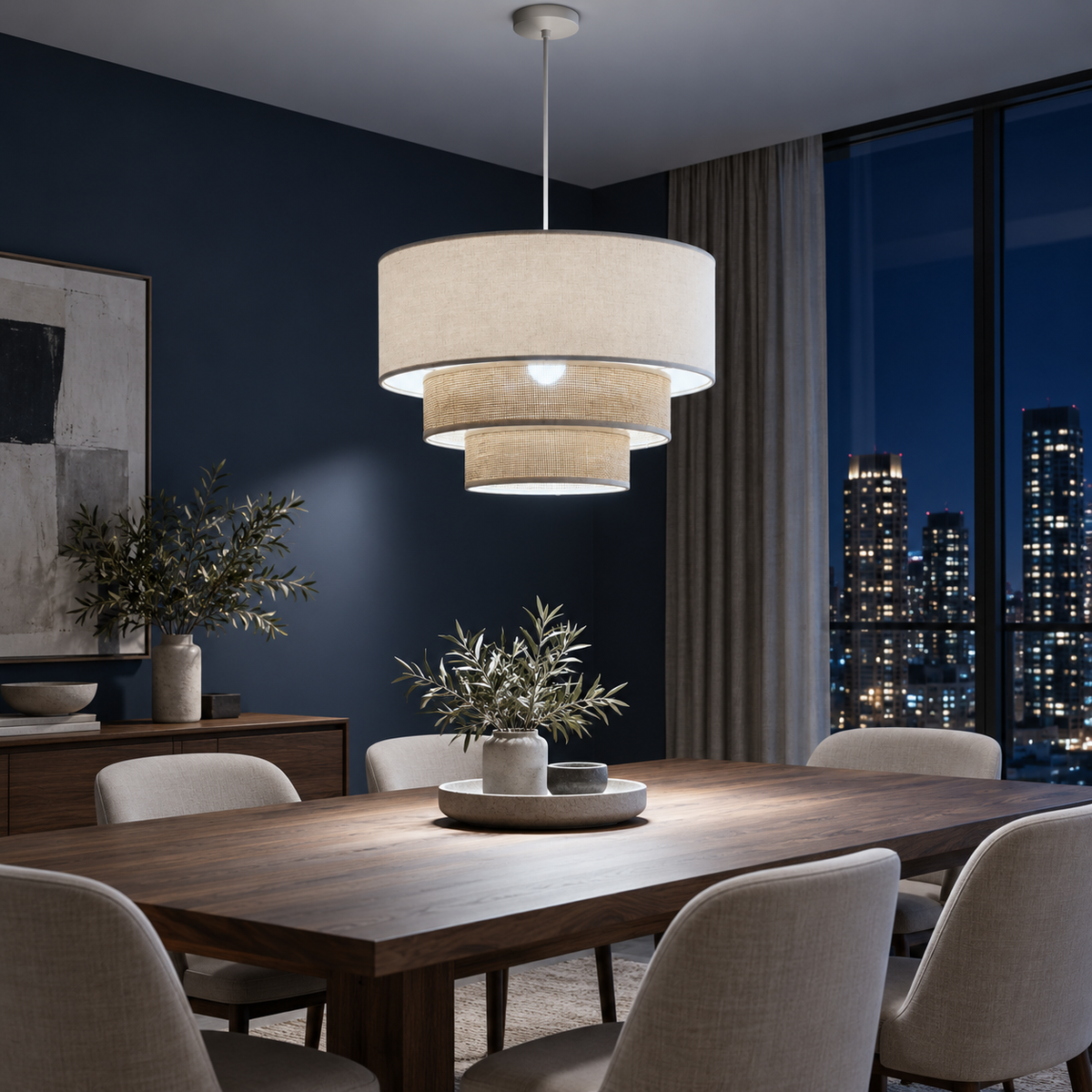Lustre pendente triplo Boho de três camadas com iluminação fria, imagem 5