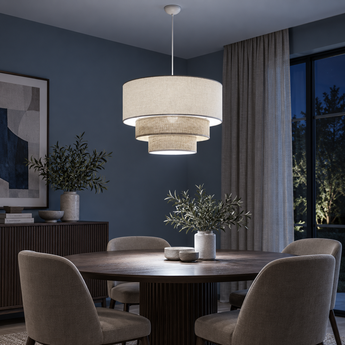 Lustre pendente triplo Boho de três camadas com iluminação fria, imagem 7