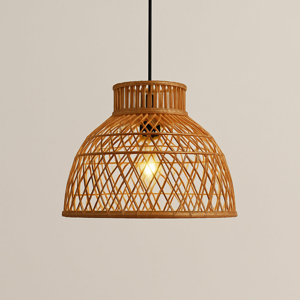 Lustre Pendente Artesanal em Vime Rattan Amadeirado