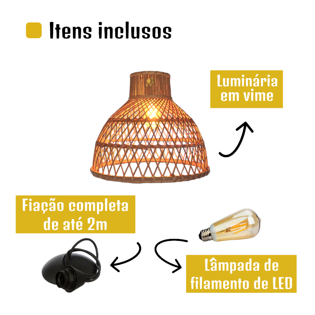 Lustre Pendente Vime Rattan - imagem 2