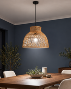 Lustre Pendente Artesanal em Vime Rattan Amadeirado