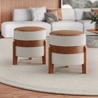 Kit 2 Puffs Orion Bege e Caramelo