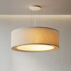 Luminária Pendente Cúpula Dupla Linho Pérola 40x16 cm