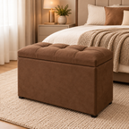 Puff baú organizador em suede marrom