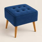Puff Decorativo Quadrado Capitonê Azul
