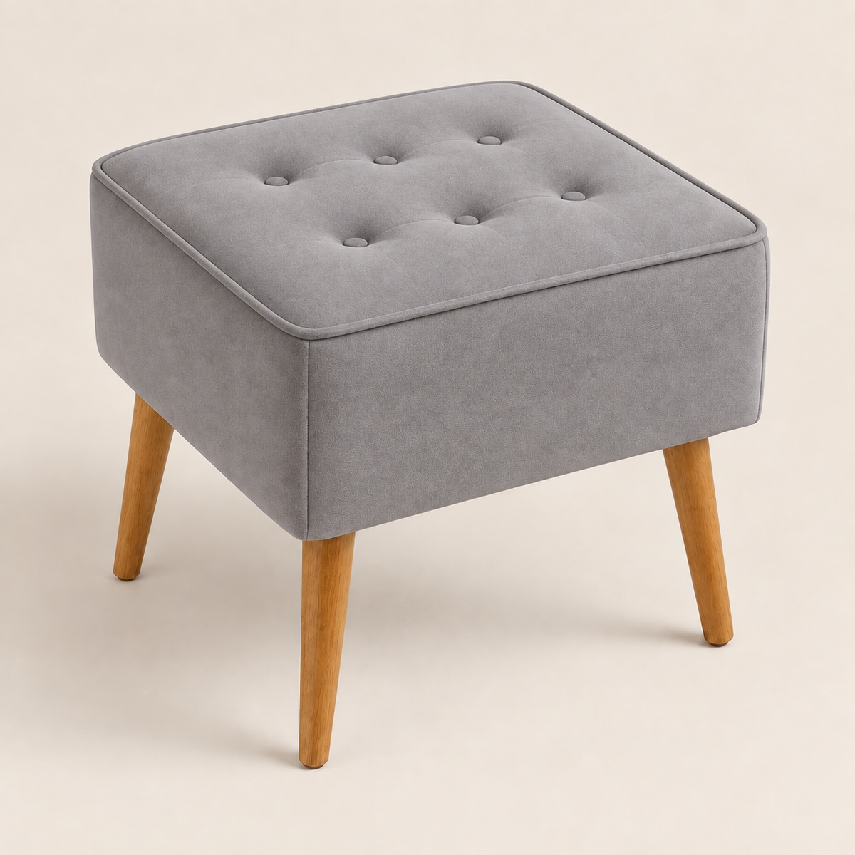 Puff Decorativo Quadrado Capitonê Cinza