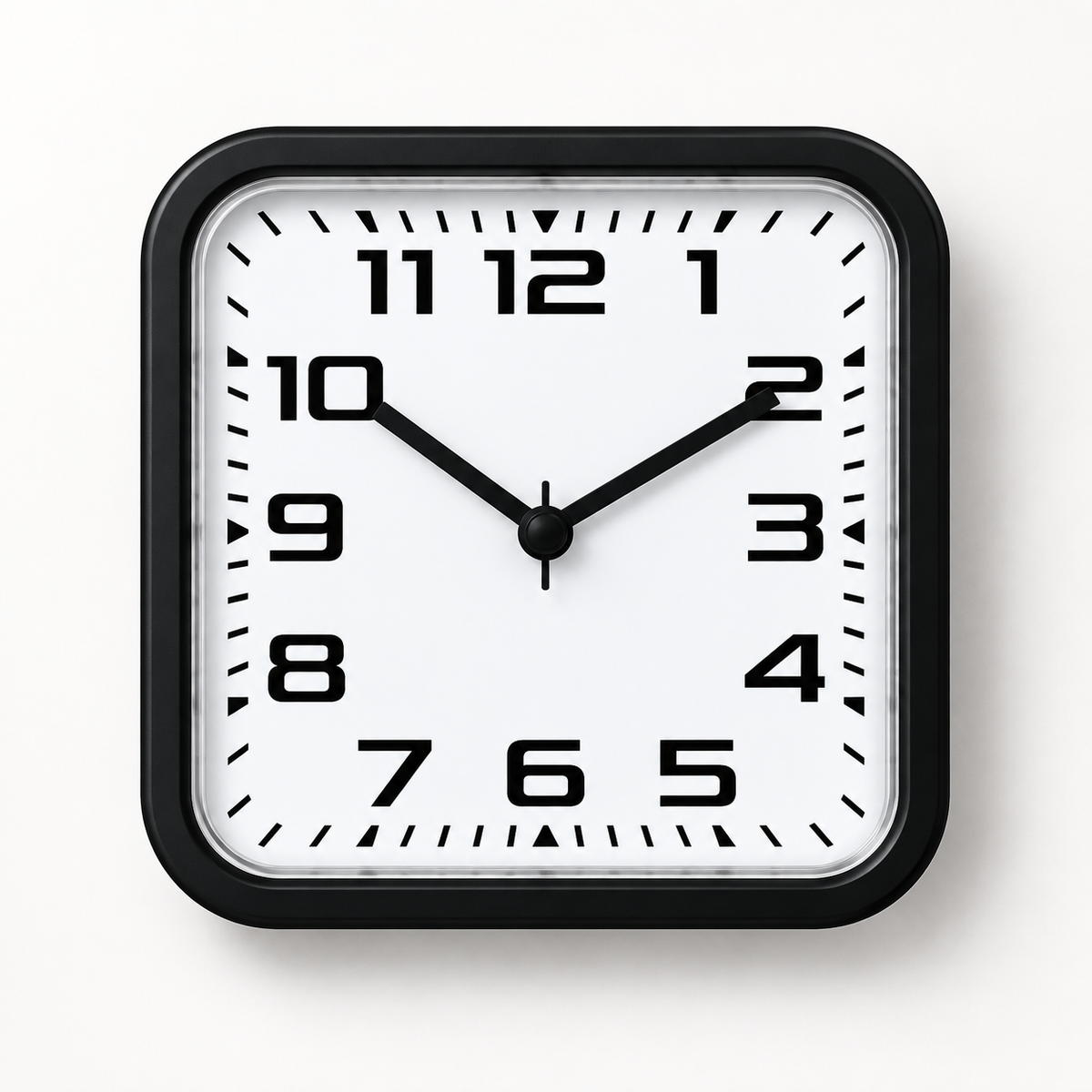 Relógio de parede quadrado Quartz Áureo preto com fundo branco