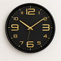 Relógio de parede 30 cm Aurum preto com dourado em fundo claro