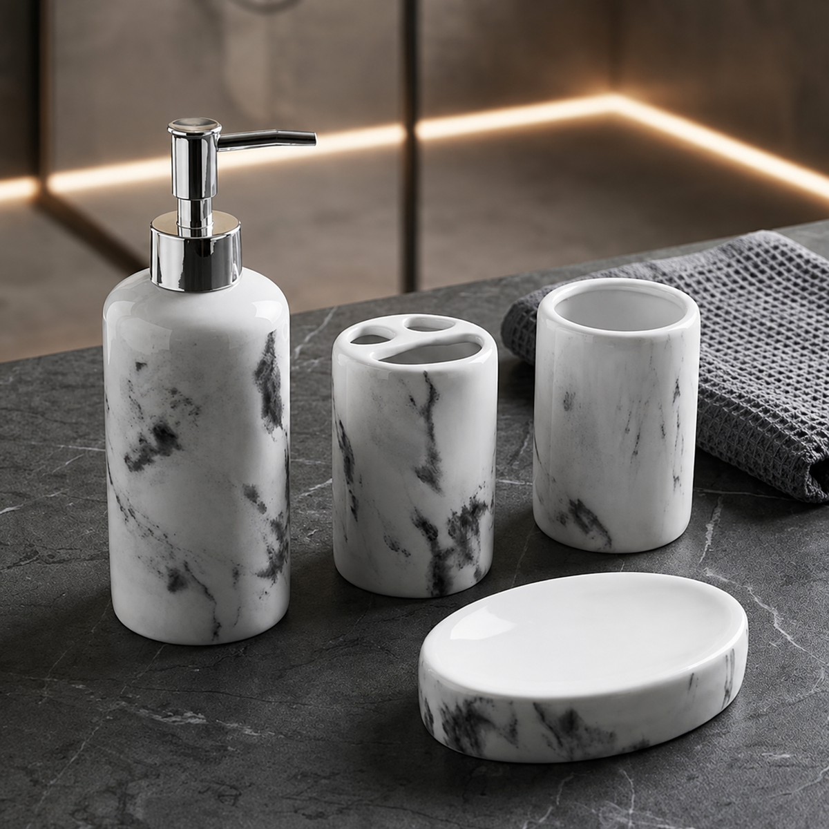 Kit para Banheiro em Cerâmica 4 Peças