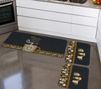Conjunto 3 Tapetes de Cozinha Antiderrapante Estampado