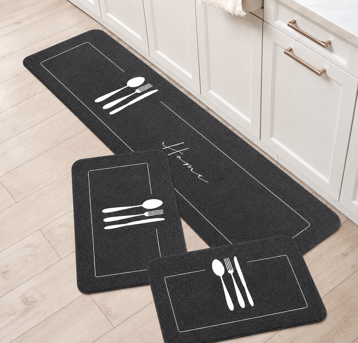 Conjunto 3 Tapetes de Cozinha Antiderrapante Estampado