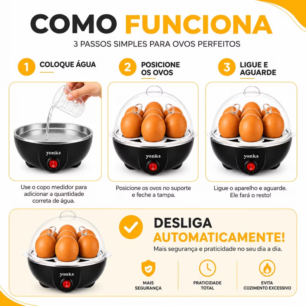 Cozedor Elétrico de Ovos e Legumes